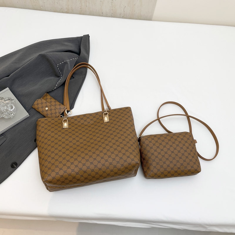 New Design bags, European and American new capacity, foreign trade single-shoulder bag, three-piece set, mother-and-child bag, commuter tote bag Free 