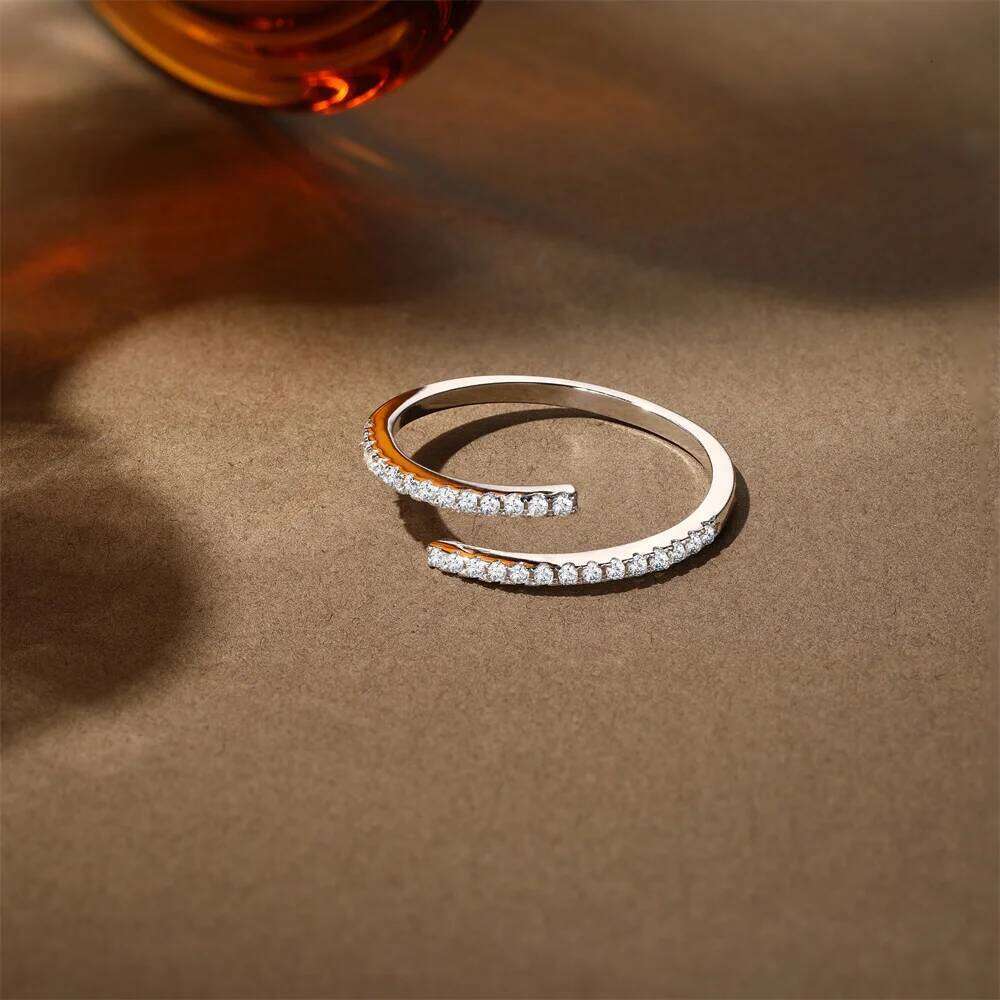 Aide S925 Sterling Silver Moon & Star Moissanite Open Ring Valentine's Day Gift Celestial Adjustable Finger Jewelry for Women