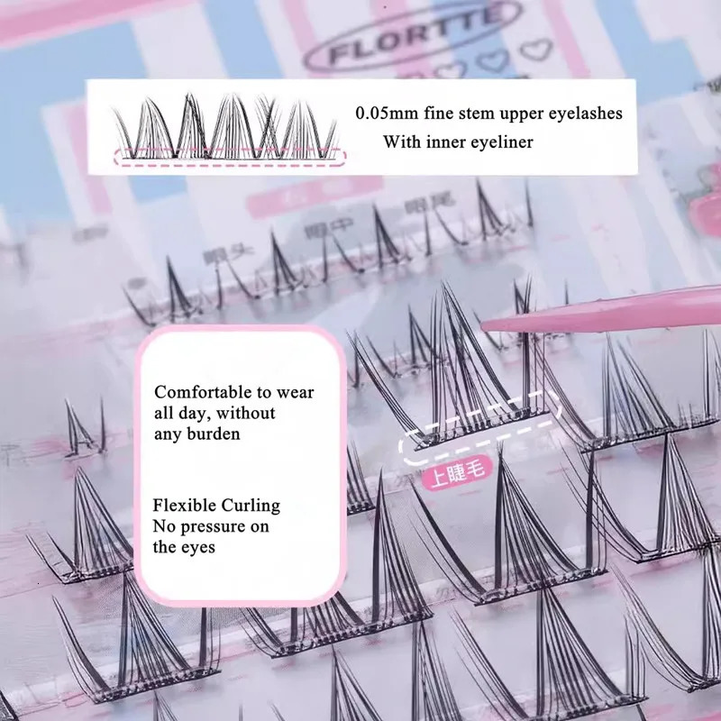 Flortte Glue-free Mixed False Eyelashes Manga Lower Lashes Reusable Natural Thick Lashes Extensions Easy to Apply Enlarge Eyes 251231