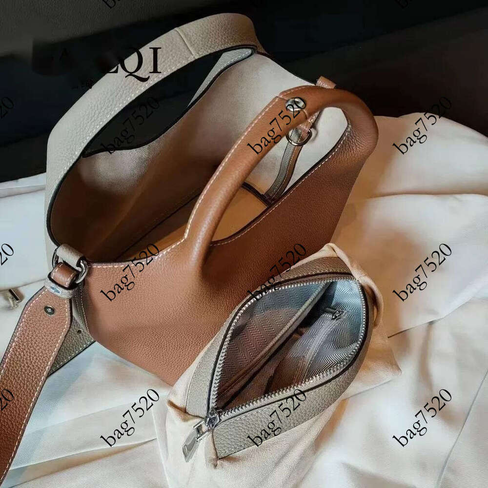 TOGO Cowhide Bucket With Niche Design Color Blocking Luxury Designer Single Shoulder Diagonal Cross Women's Tote Bag Pingshuo