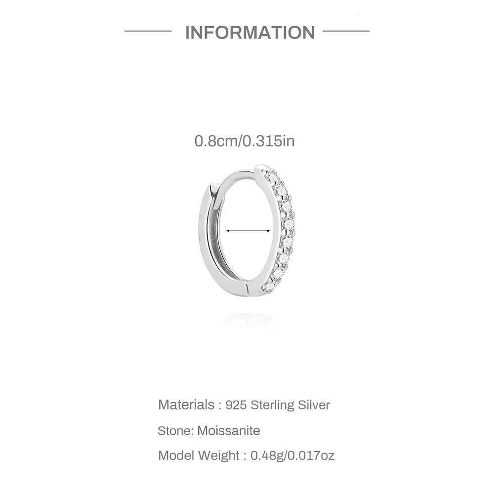 Aide 6/7/8/9mm 1pc Sparkling Moissanite 925 Sterling Silver Classic Shining Circle Hoop Earrings For Women Fine Jewelry