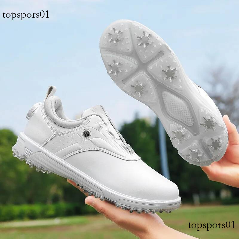 Outdoor Professional Anti Slip Golf Training Sports Shoes, Men's Plus Size Quick Lace Up Casual Walking Shoes