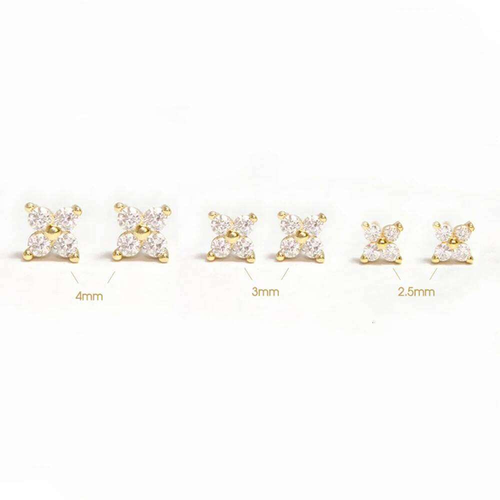Aide 925 Sterling Silver 2.5/3/4mm Mini Sparkling CZ Zircon Earrings For Women Simple Flower Versatile Piercing Stud