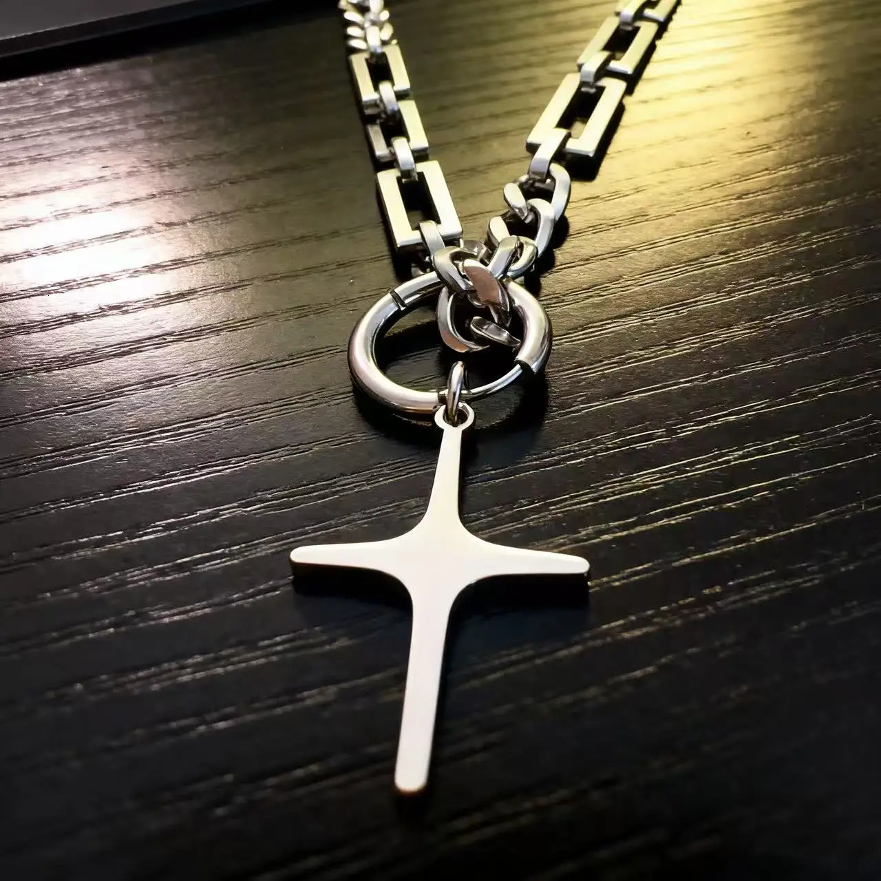 YQ 316L Stainless Steel Star Cross Pendant Chain Necklace For Men Goth Punk Style Jewelry Accessories 251230