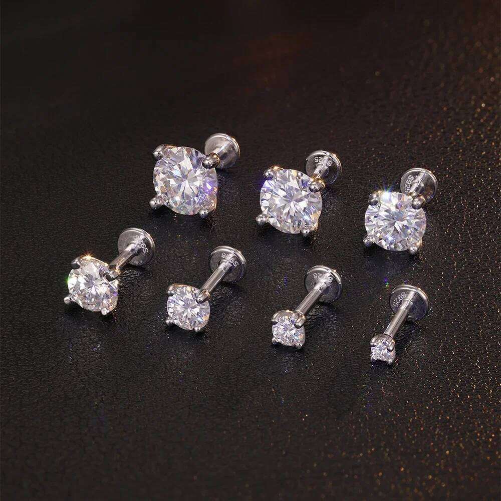 Aide 1PC Moissanite Stud Earring for Women Men D Color Sparkling Diamond 925 Sterling Silver Ear Studs Gifts With Certificate