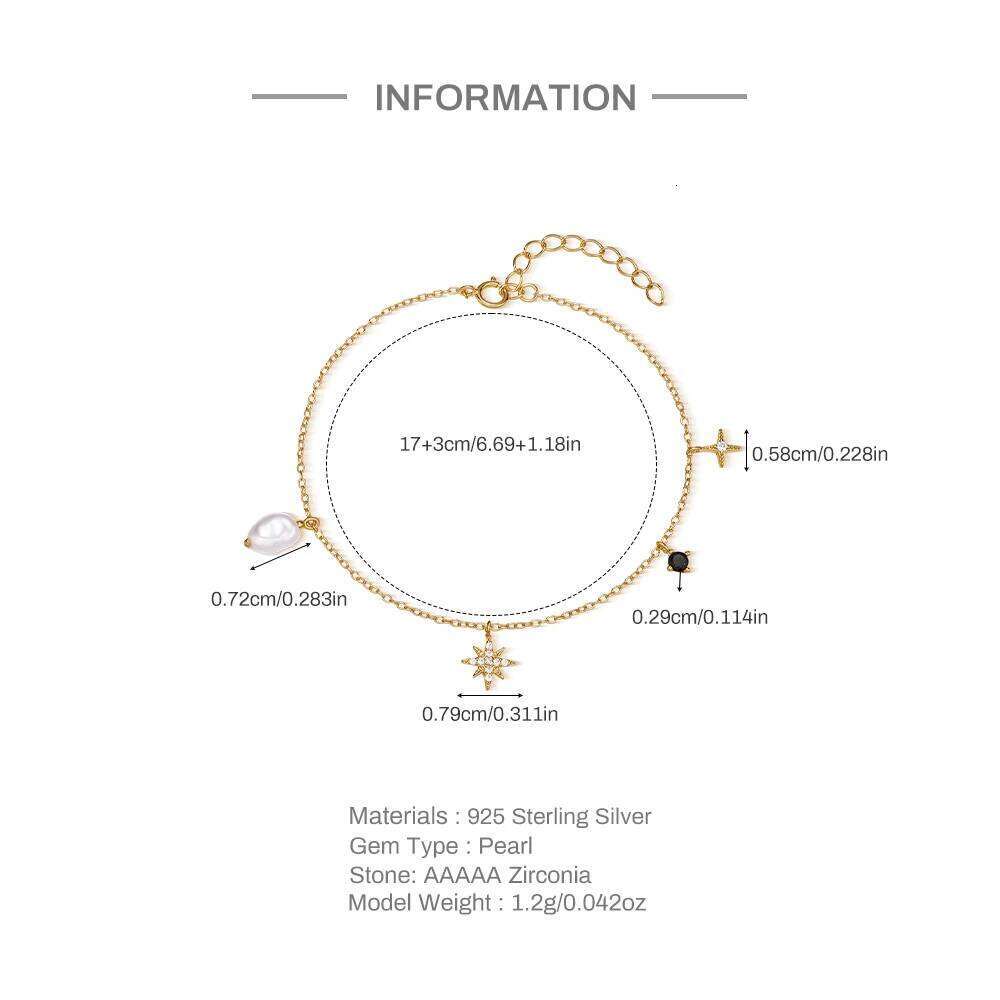 AIDE 925 Sterling Silver Beautiful Stars Bracelets For Women Korean Fashion Baroque Pearls Design Party Jewelry Holiday collars