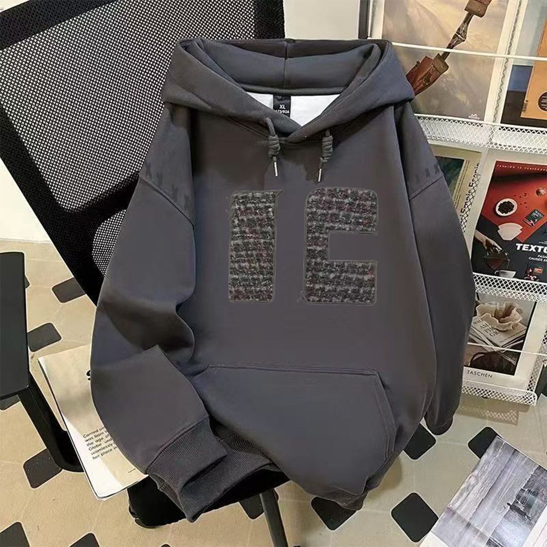 NASA American Style Heavyweight Fleece Hoodie Unisex Loose Fit Versatile Autumn Winter Couple Trendy Slimming Jacket Top