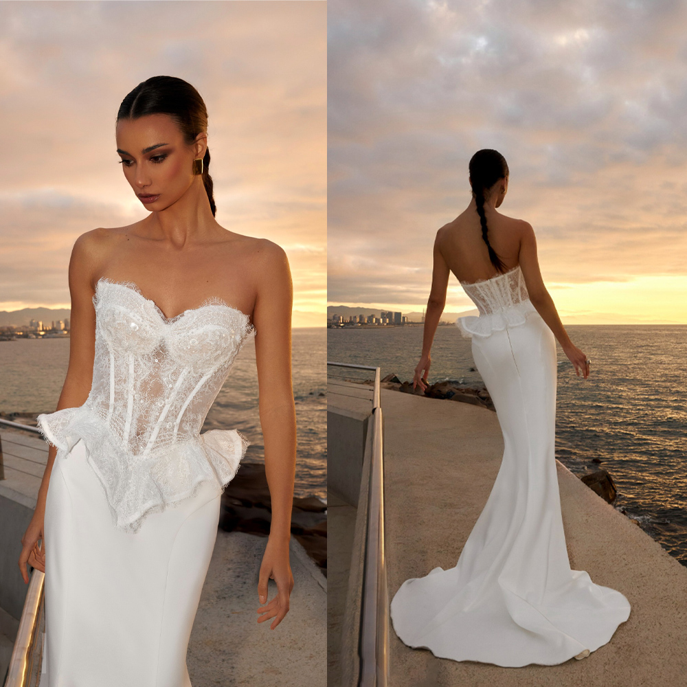 Graceful Mermaid Evening Dresses For Women Sweetheart Neck Sleeveless Gown Lace Pearls Beaded Sweep Train Dress Party Customized Dress