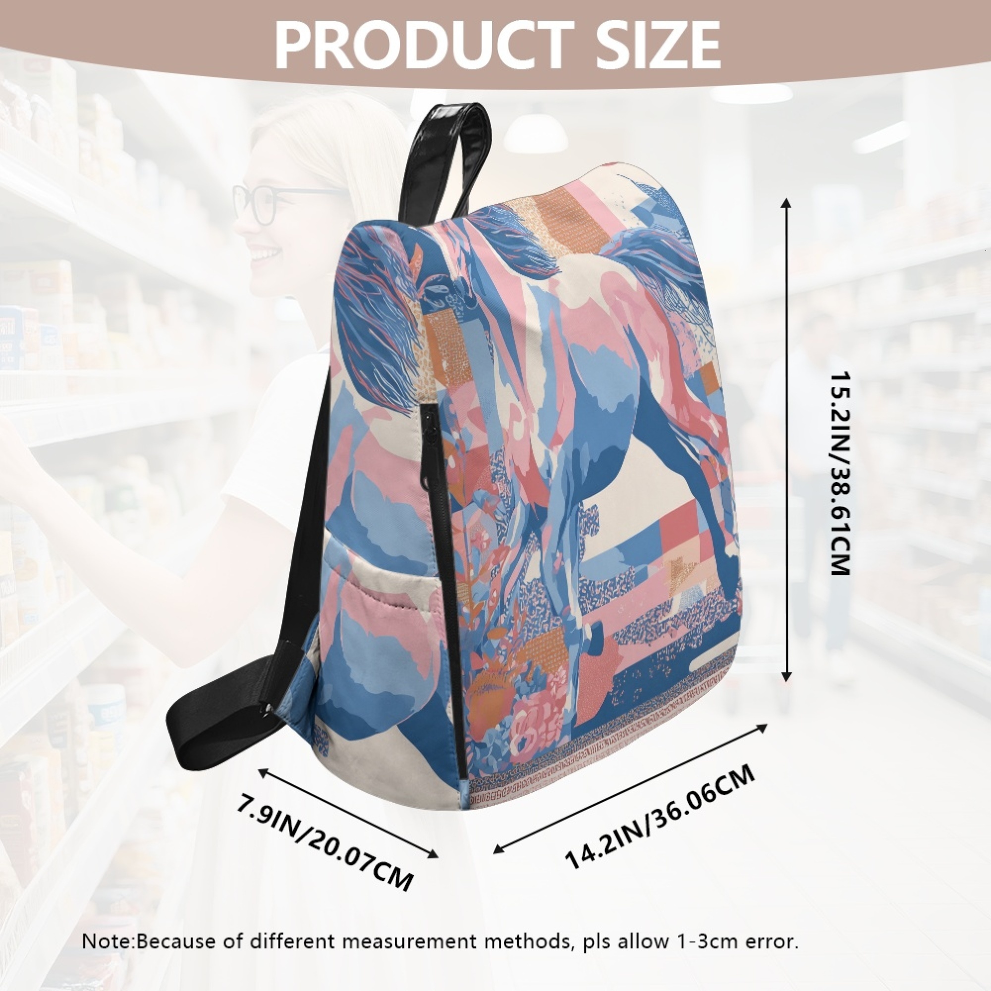Custom H Designer Fashion Anti Theft Backpack Luxury Horse Pattern Unisex Full Print Backpack Laptop Bag Travel Bag H44