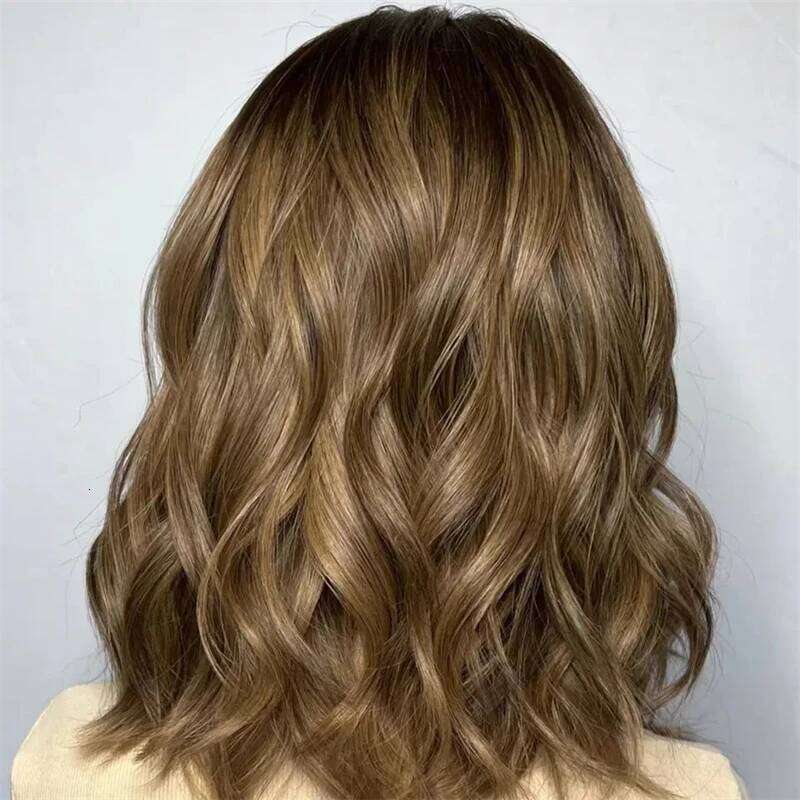 Ombre Brown Blonde Front 13x4 HD Synthetic Woman Wig Natural Wave Cosplay Daily WEar High Quality Short Bob Lace Wigs