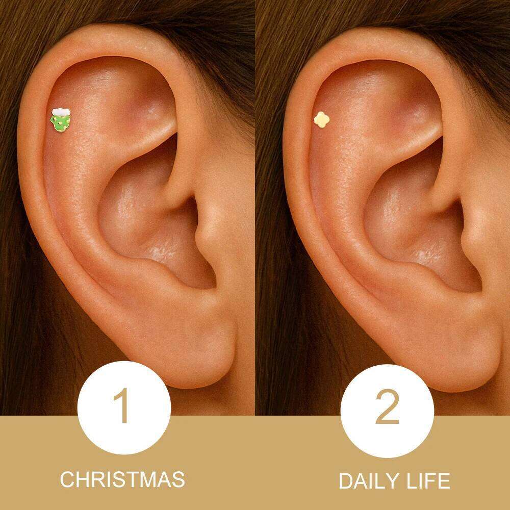 Aide 925 Sterling Silver Small Zircon Xmas Earrings For Women Piercing Gold Minimalist Daily Jewelry Y2K Party Gift