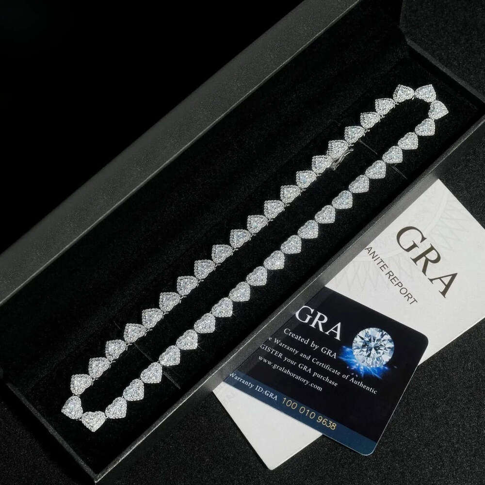 New vvs Moissanite bracelet 8mm full set hip hop hand jewelry 925 silver men's and women's fashion necklace