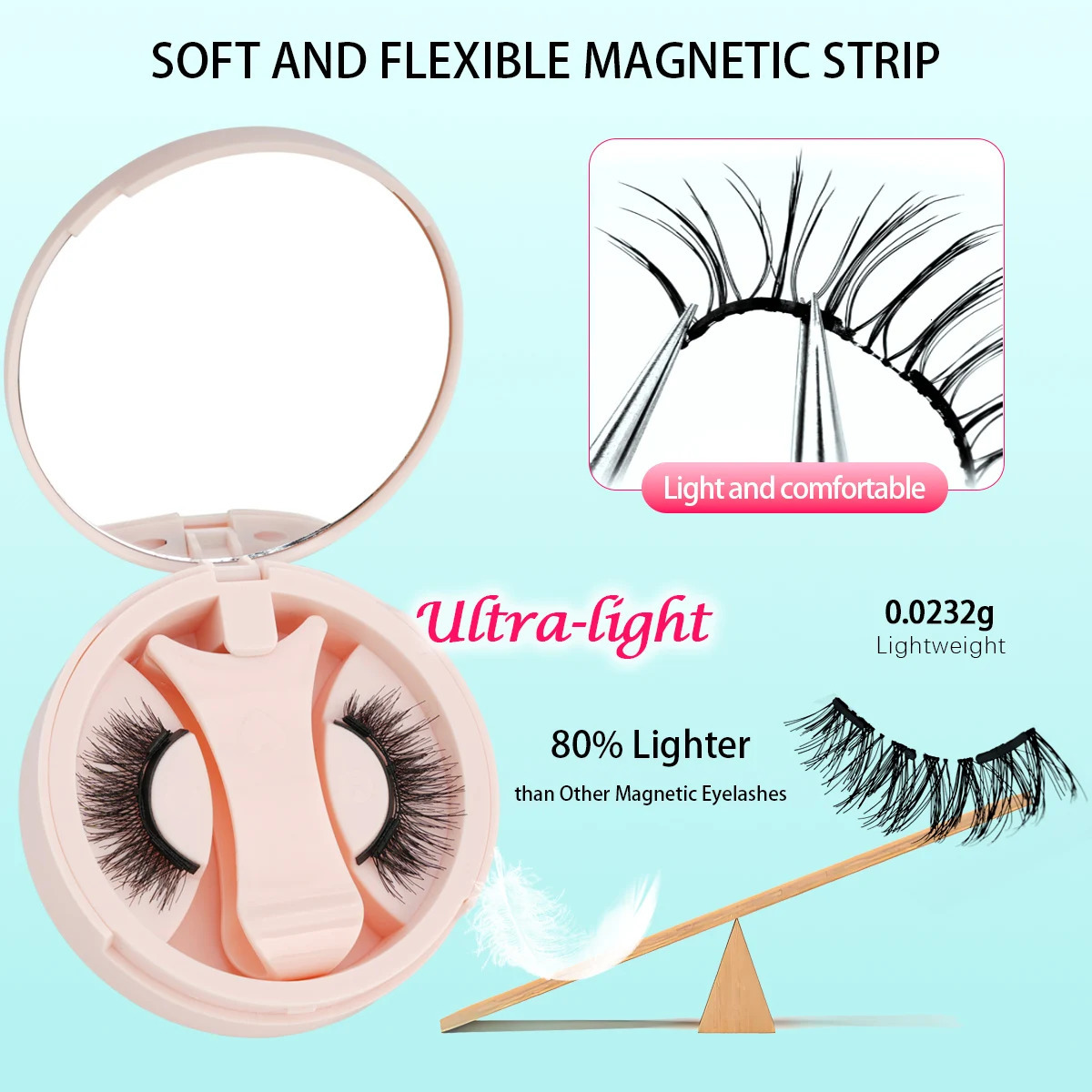 1/2 Pairs Magnetic Fake Eyelashes Set No Glue Needed Faux Lashes Reusable False Eyelashes with Magnetic Tweezers Makeup Tool 251231