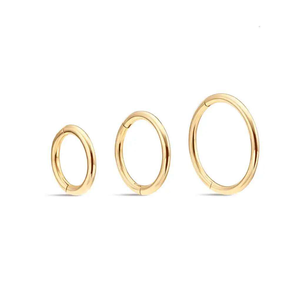 Aide 6/8/10mm Single 1 Piece 14K Yellow for Women Never Fade Smooth Hoop Earring Exquisite Solid Gold Jewelry