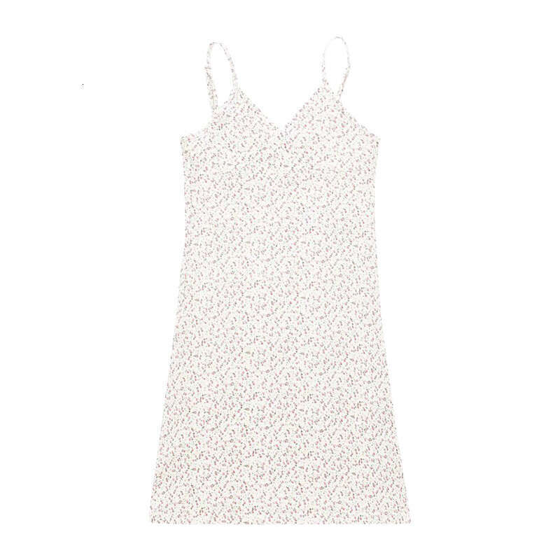 European and American Pure Desire Retro Print V-Neck for Women Summer 2025 New Floral Strap Dress Women's Fashion Export