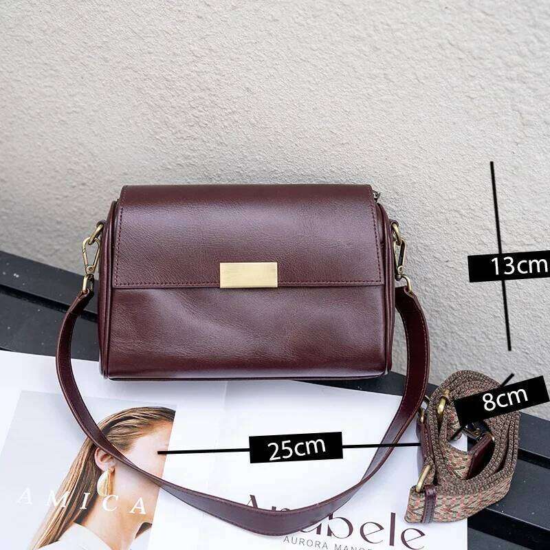 Angel Kiss Genuine Cowhide Leather Women's Shoulder Crossbody Retro Versatile Ladies Underarm Fashion Luxury Brand Bag Wholesale