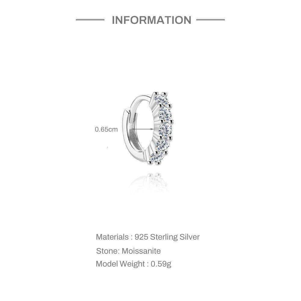 Aide S925 Sterling Moissanite Piercing Stud Earring Silver Color Handmake Earrings for Layered Jewel Valentine's Day Gift