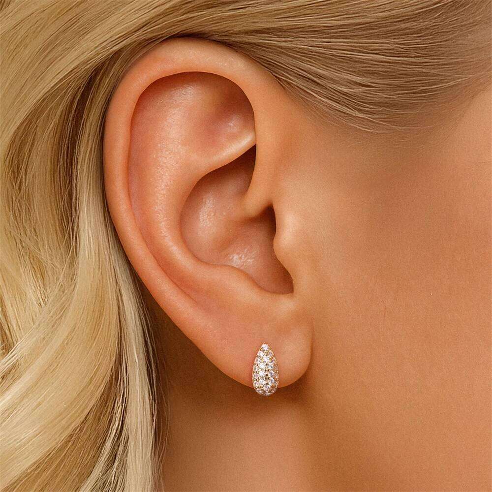 Aide 925 Sterling Silver Minimalist Water Droplet Stud Earrings for Women Vintage Full Zircon Ear Jewelry Wedding New Year Gift