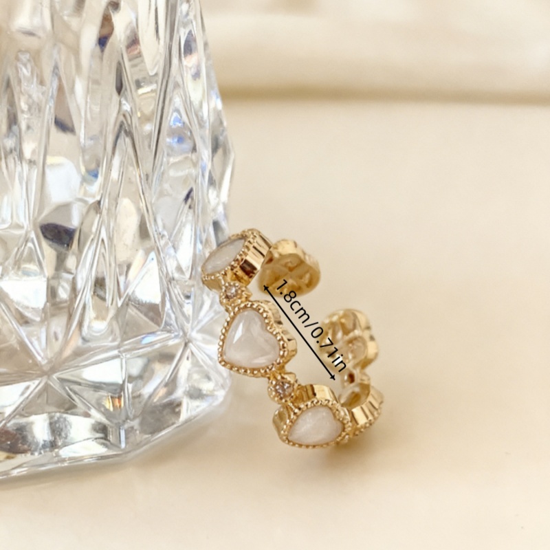 Valentine's Day Bestseller! Romantic Heart Stone Ring - Gold Plated Adjustable Shiny Jewelry Hot Sale