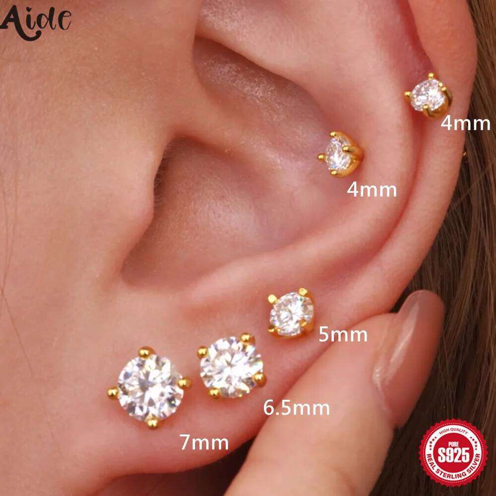 Aide 100% Real Moissanite Diamond Stud Earrings for Women S925 Silver Platinum Plated Bride Wedding Party GRA Fine Jewelry