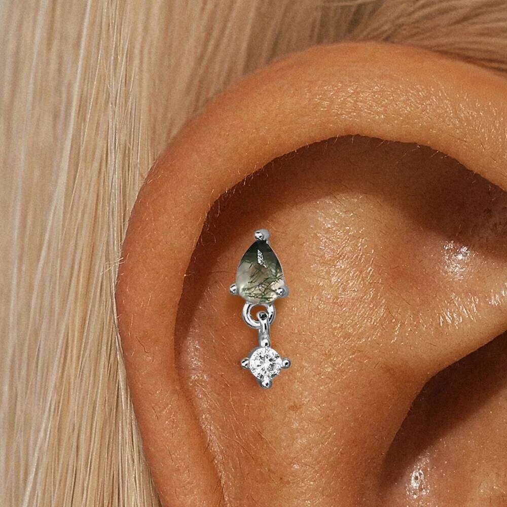 Aide 925 Sterling Silver Black CZ Crystal Series Stud Earrings For Women Star Moon Heart Flower Shape Ear Studs Party Jewelry