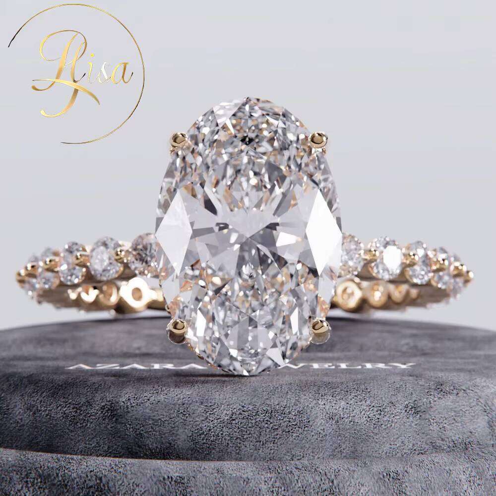 IGI Certified VVS Lab Grown Oval Diamond Pave Engagement Ring Custom HPHT CVD 10K/14K/18K White Gold D Color Unisex
