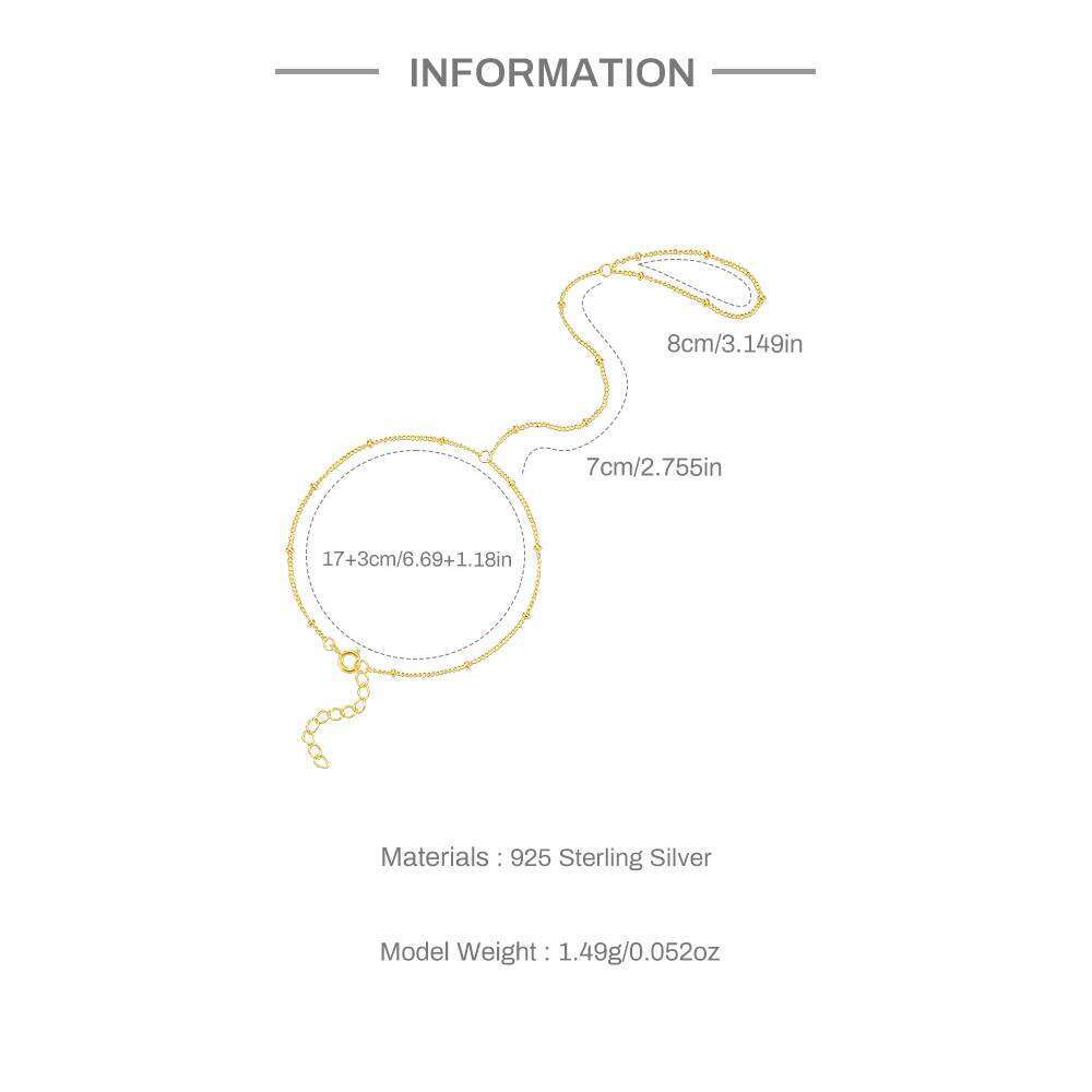 Aide Minimalist Bracelets for Women 925 Silver Beaded Hand and Chain Ring Boho Jewelry Engagement Gift