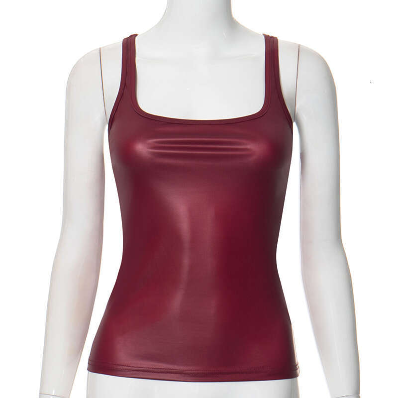 Q24TP323 European and American Women's Fashion Summer New Solid Color Square Neck Sleeveless Sexy Tank Top T-Shirt for Women