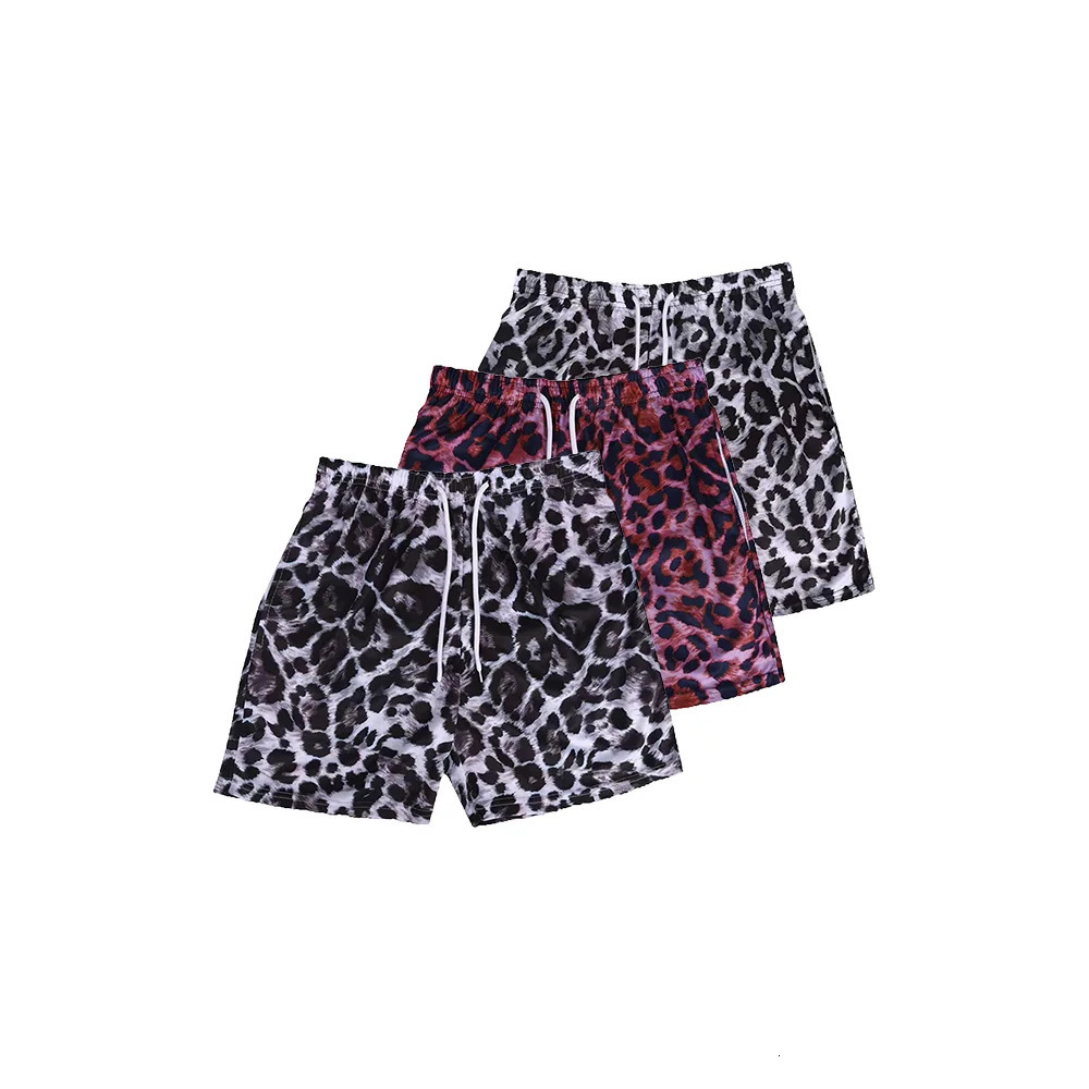 Summer Mens Fashionable Shorts Leopard Print Clothing Casual Hawaiian Vacation Shorts Mens Drawstring Breathable Shorts 251230