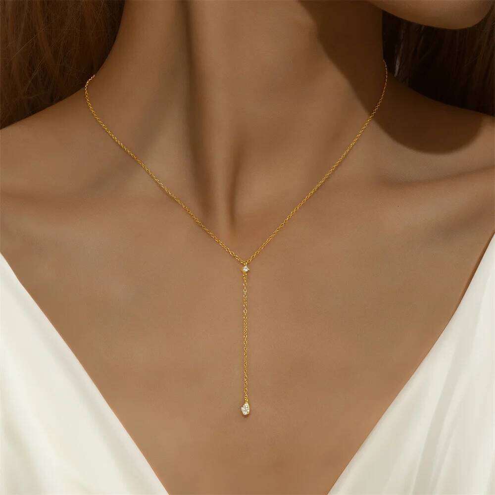 Aide 925 Sterling Silver Geometric Zircon Stacked Necklace For Women Ins Minimalism Eight Pointed Star Fine Jewelry