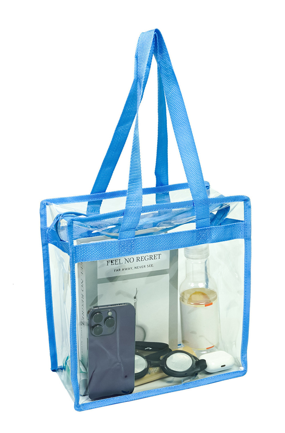 Amazon Hot-Selling In-Stock Transparent PVC Tote Customizable Large Capacity Swimming Beach Travel Bag Waterproof