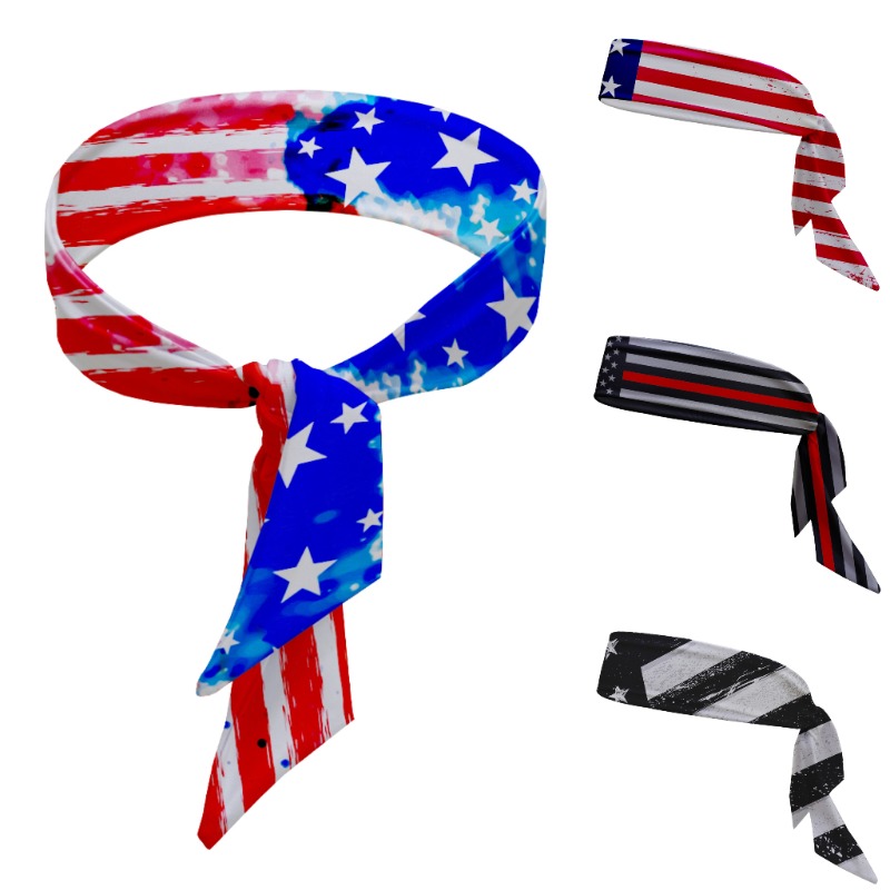 bbsports Custom American Flag Solid Turnable Headband Tie Headband Unisex Headband Custom Logo