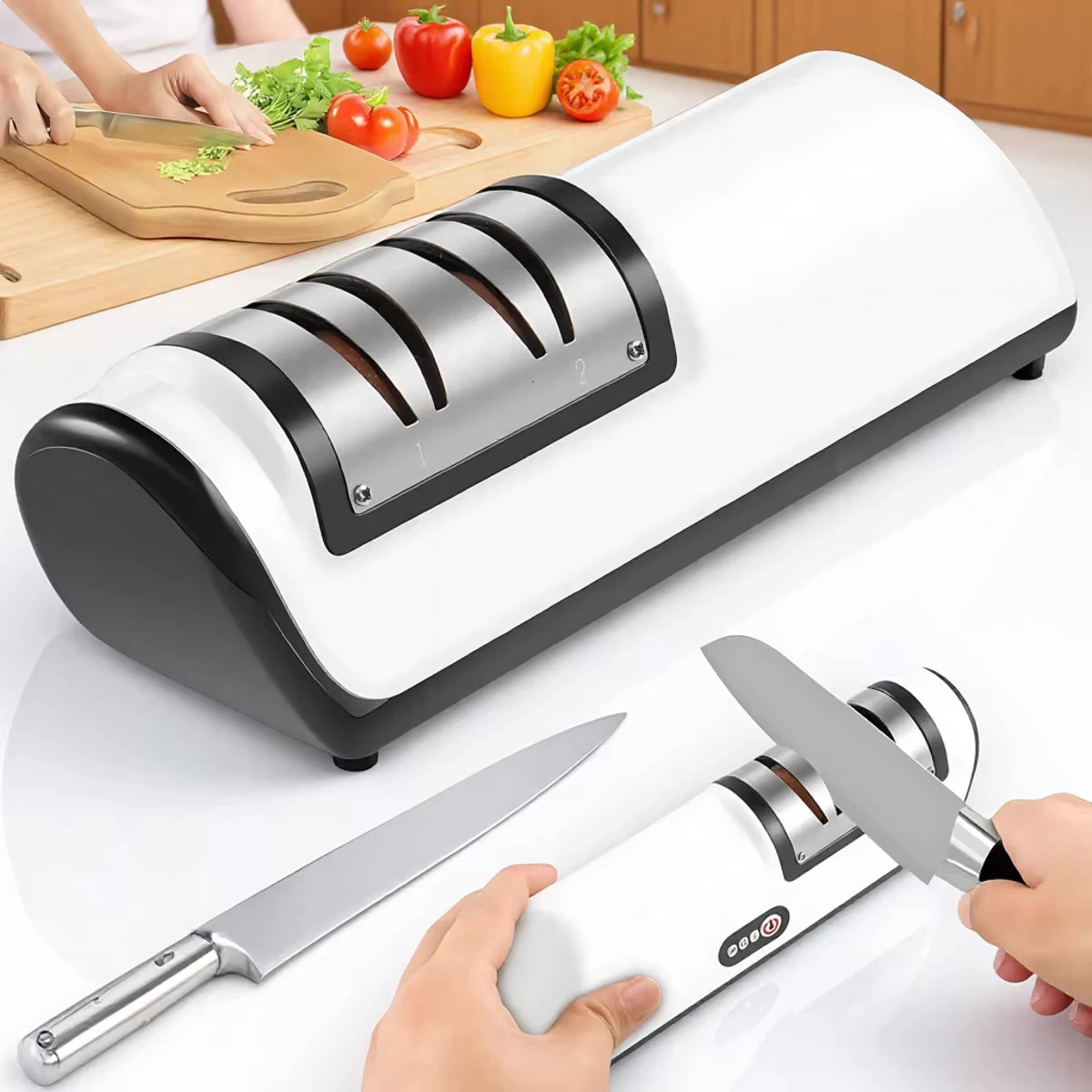 Electric Knife Sharpener Quick Sharpening Tool Rechargeable Non Slip Pad Portable Kitchen Blade Sharpener 251226