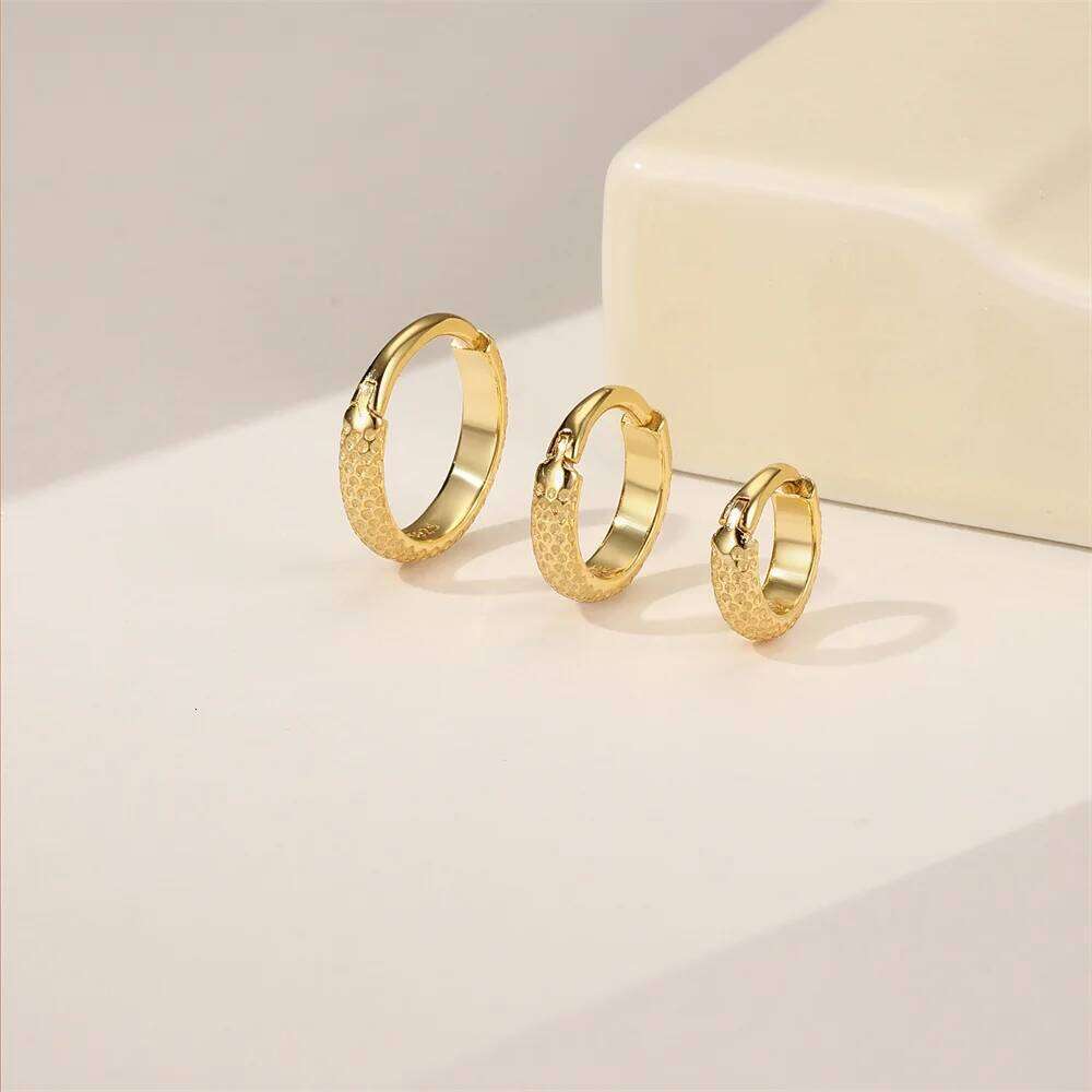 Aide 925 Sterling Silver Simple Gold Zircon CZ 6mm 8mm 10mm Hoops Piercing Pendiente Huggies Ear Buckle Fine Jewelry