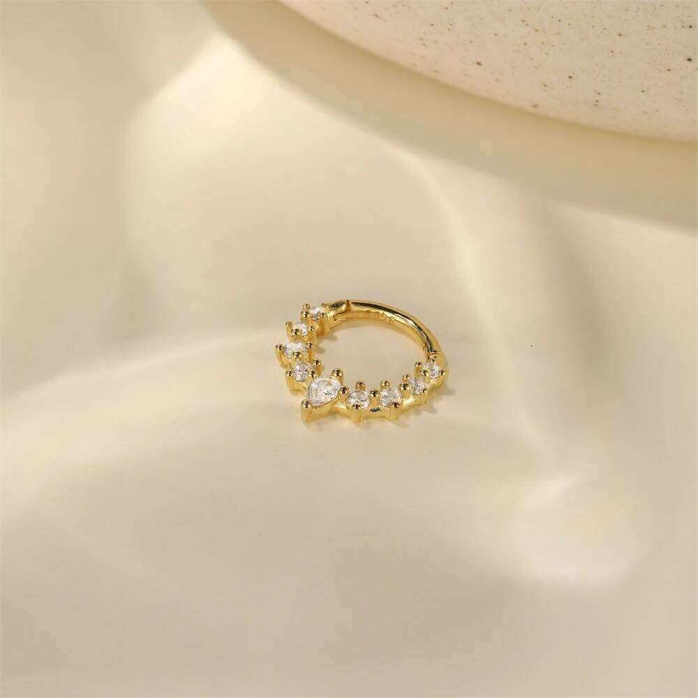 Aide 925 Sterling Silver Gold Small Zirconia Huggie Hoop Earrings For Women Girls Gift Wedding Engagement Party Ear Buckle