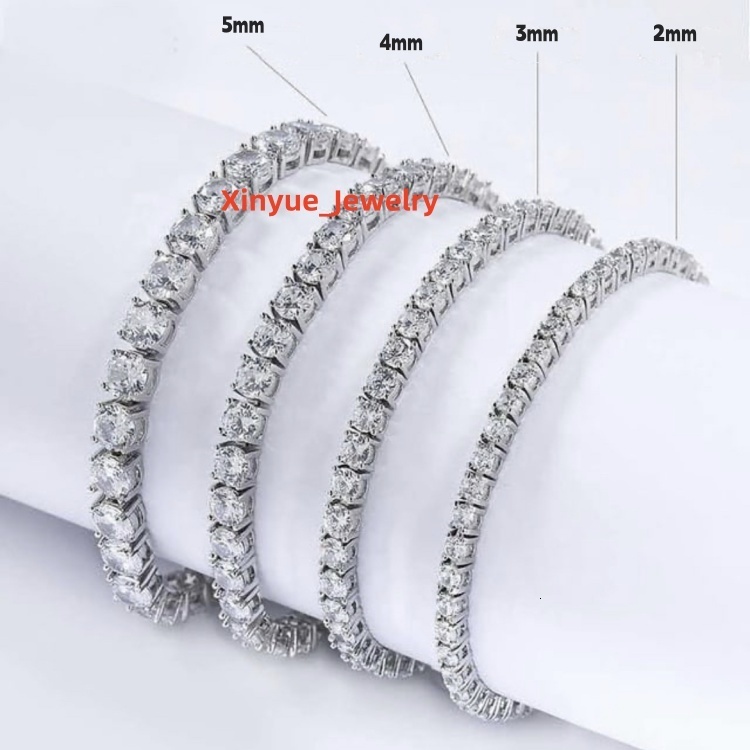 Wholesale 925 Silver Gold Plated 2mm -5mm Wide Bracelet Moissanite Diamond Tennis Bracelet Chain Men Women Bracelet