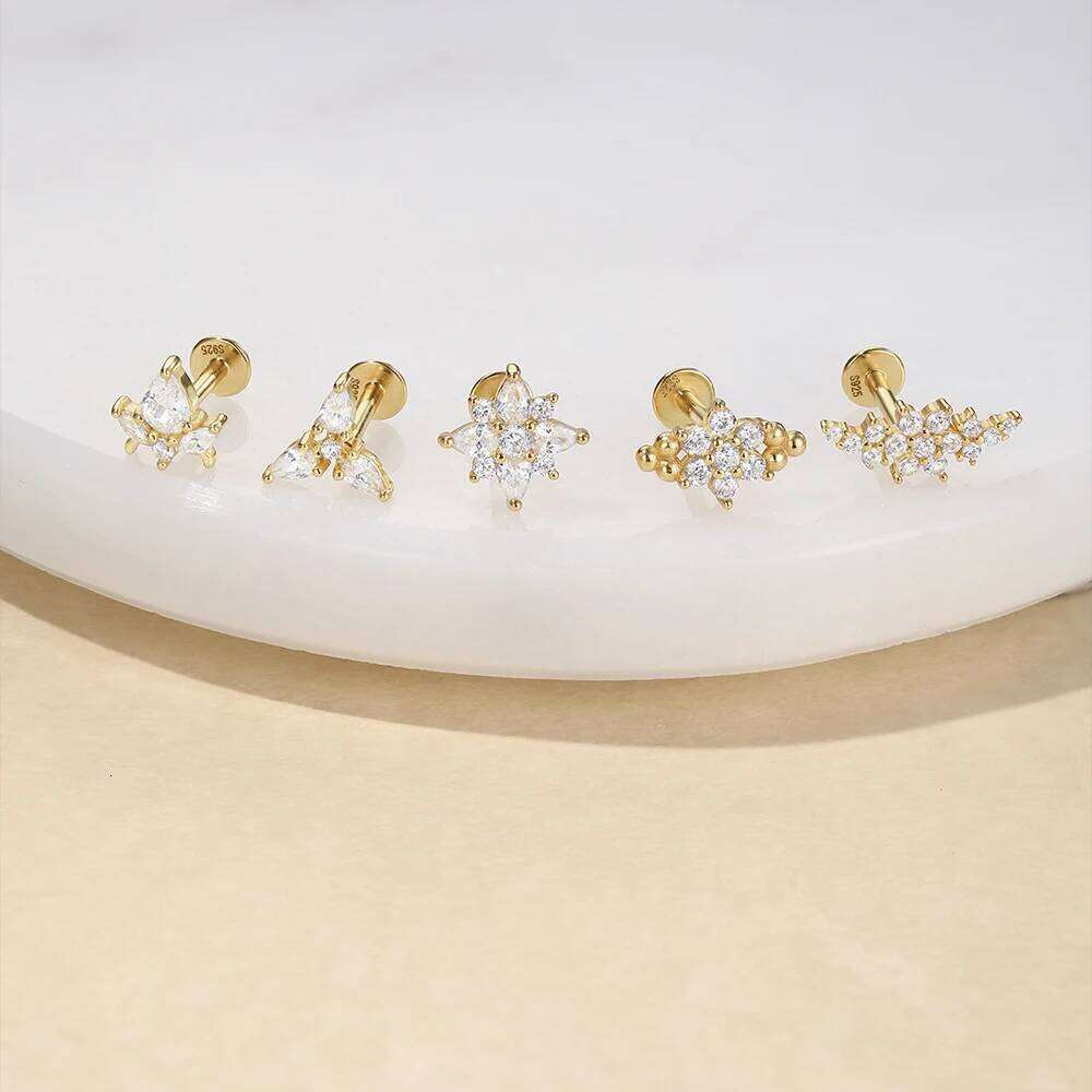 Aide Cartilage Spiral Puncture Stud Earrings 925 Sterling Silver Horse Zircon Body Ear Bone Piercing For Women DIY Earring 1pc