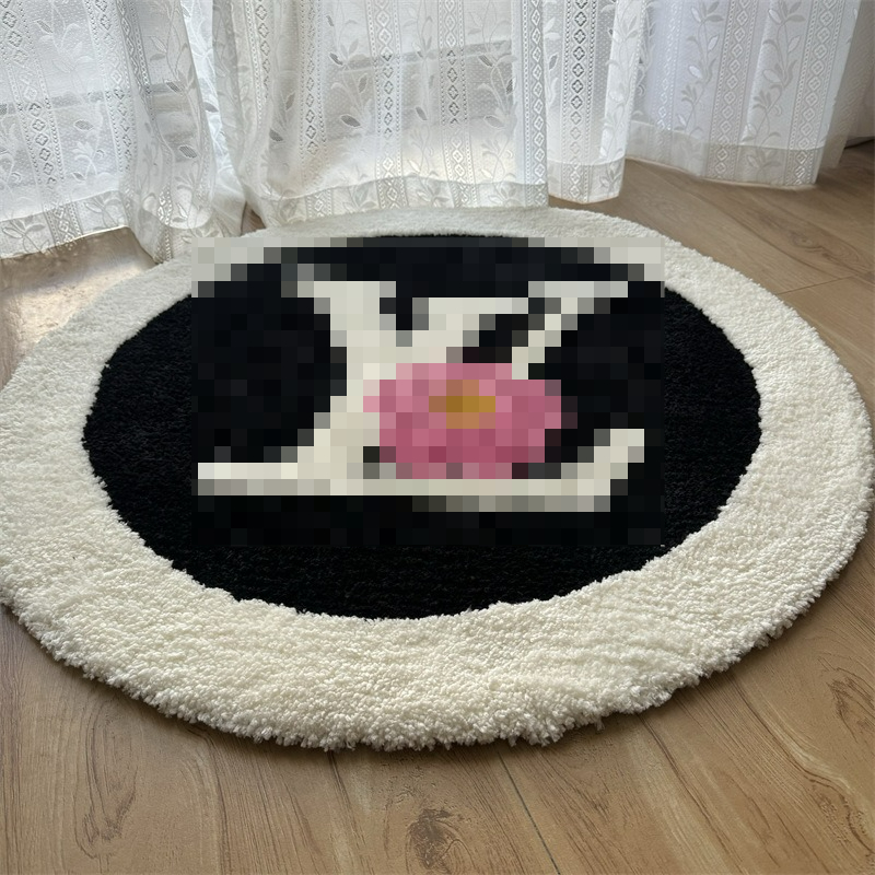 Circular Flocking Light Luxury Style High-end Bedroom Living Room Water-absorbing Dirt-resistant and Easy-to-maintain Cooling Pad