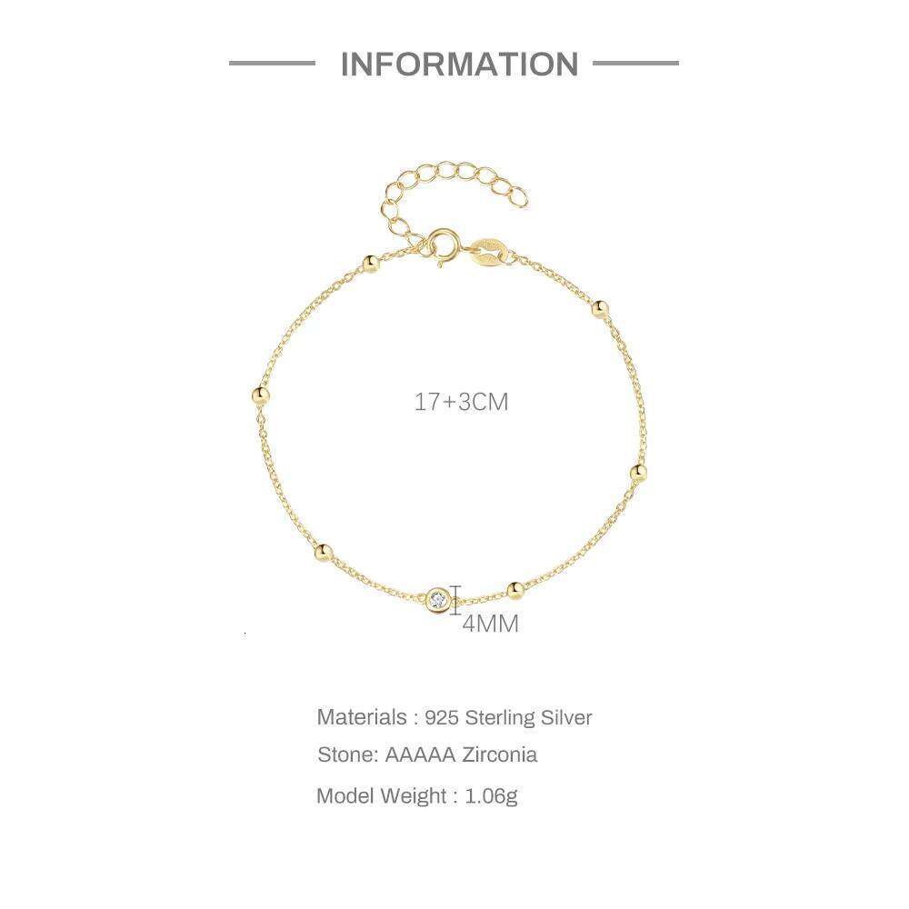 Aide Ball Bead Chain Bracelet For Women, 18k Gold Plated 925 Silver Thin Link Layered Hand Wristband Christmas Gift Jewel