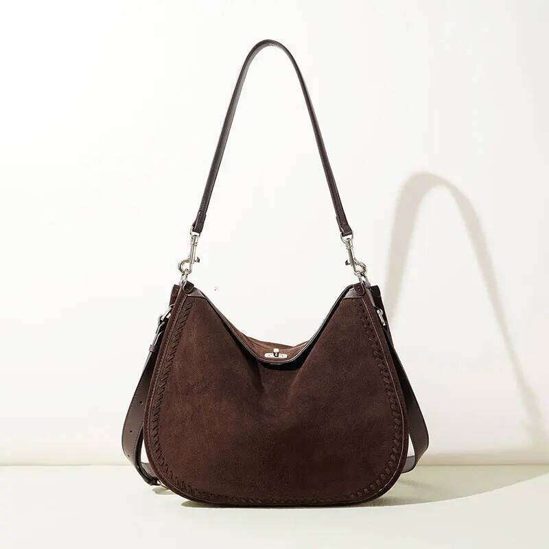 Suede Leather Women's 2026 New Luxury Women Shoulder Bag High Quality Vintage Cowhide Crossbody Bags Female Handbag Xiu Lai Si