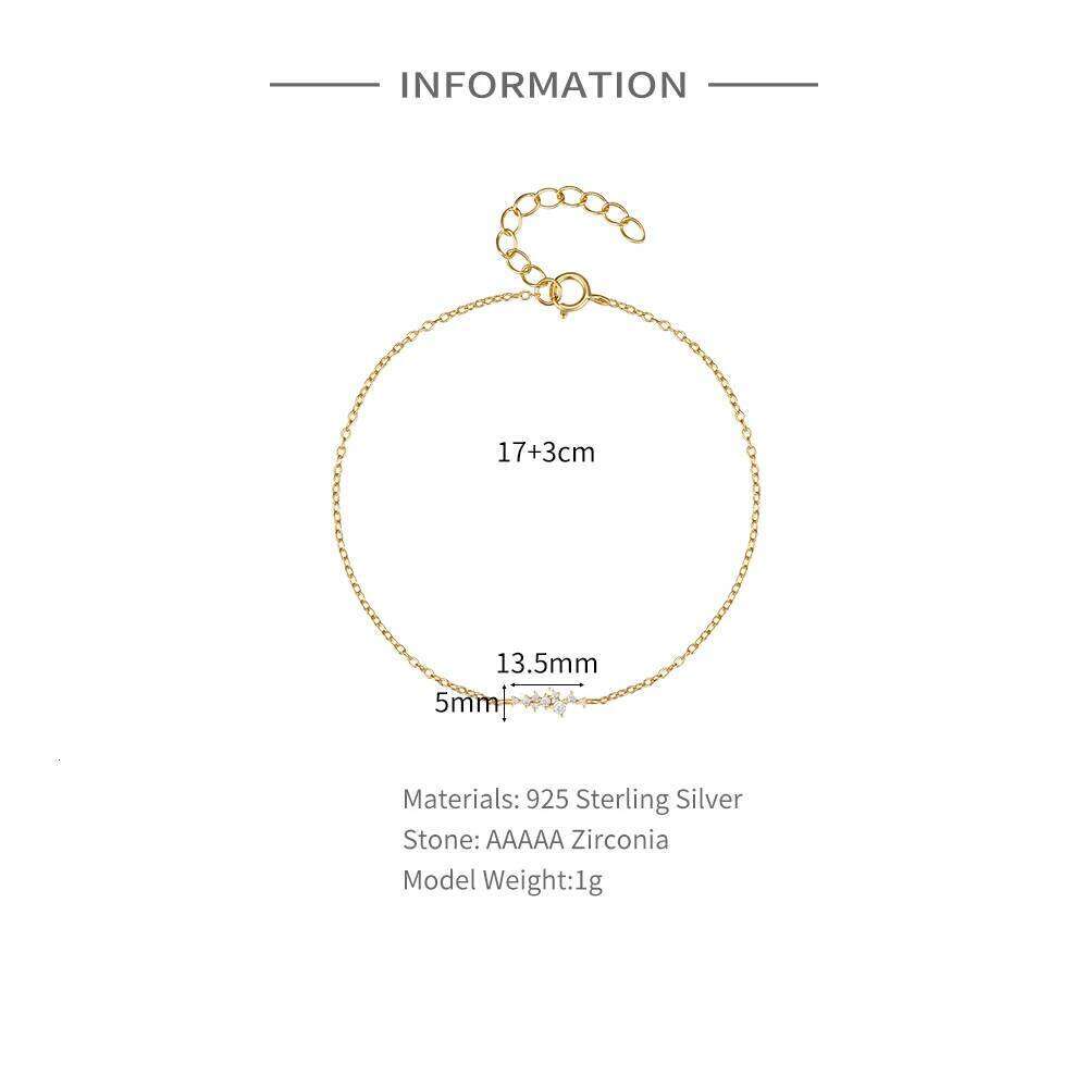 Aide 18k Gold Chain Bracelet for Women High Quality 925 Sterling Silver Geometry Cubic Zirconia Charm Bracelets Minimalist Jewel