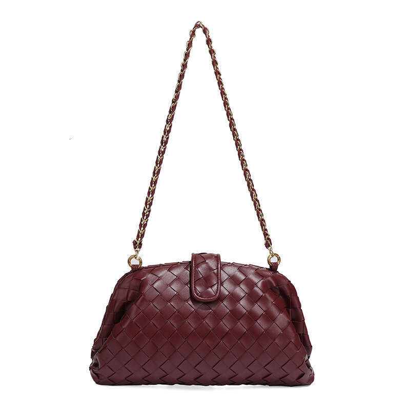Cross-Border European and American Fashion Simple New Handbag for Women Hand-Woven Chain Shoulder Underarm Shell Clip Bag