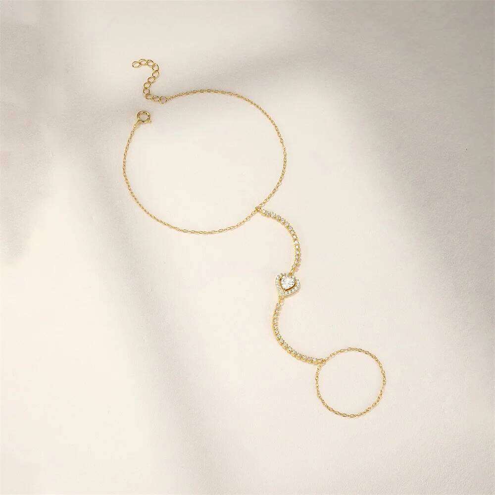 Aide 925 Sterling Silver Full Diamonds Fine Jewelry Geometric Round Bezel CZ Sparking Women Hand Chain Bracelet Rings Pulseras