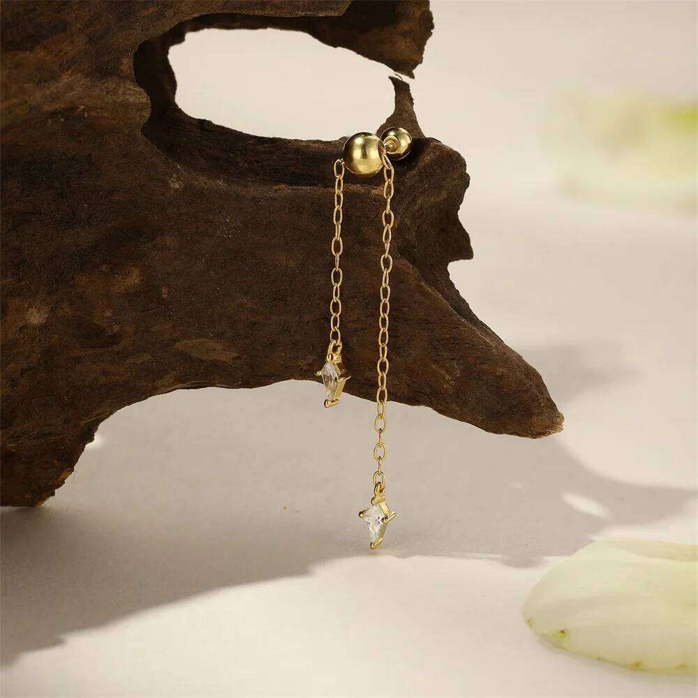 Aide 925 Sterling Silver Piercing Chain Earrings for Women Fashion Cartilage Helix Drawable Tassels Ear Bone Studs Jewelry