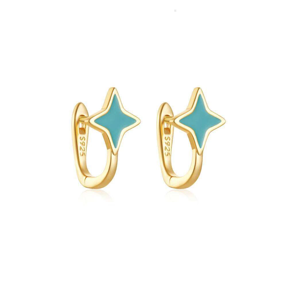 Aide 925 Sterling Silver Oil Dripping Stud Earring for Women Fashion Star Buckles 18K Gold Plated Ear Studs Party Jewelry