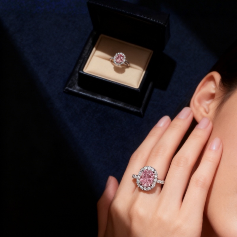 Romantic Pink Crystal Ring Valentine's Day Flash Sale Shiny Jewelry Pick