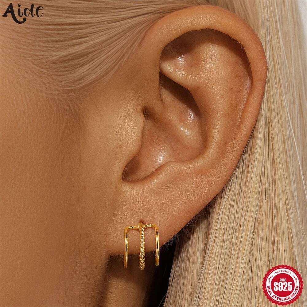 Aide 925 Sterling Silver Delicate Korean 3 Waves Earing Claw Hook Clip For Women Ear Earrings Fashion Jewelry Gift