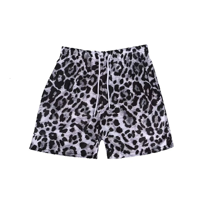 Summer Mens Fashionable Shorts Leopard Print Clothing Casual Hawaiian Vacation Shorts Mens Drawstring Breathable Shorts 251230