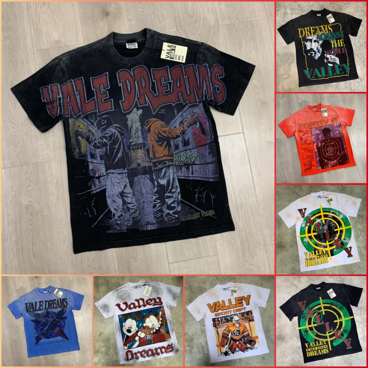 valley Designer Mens T Shirts Big Graphic Oversized Tops mens hoodie designer t shirt Vintage Gothic American Wash Cotton Short Sleeve Shirt Men Clothing SIZES S-XL