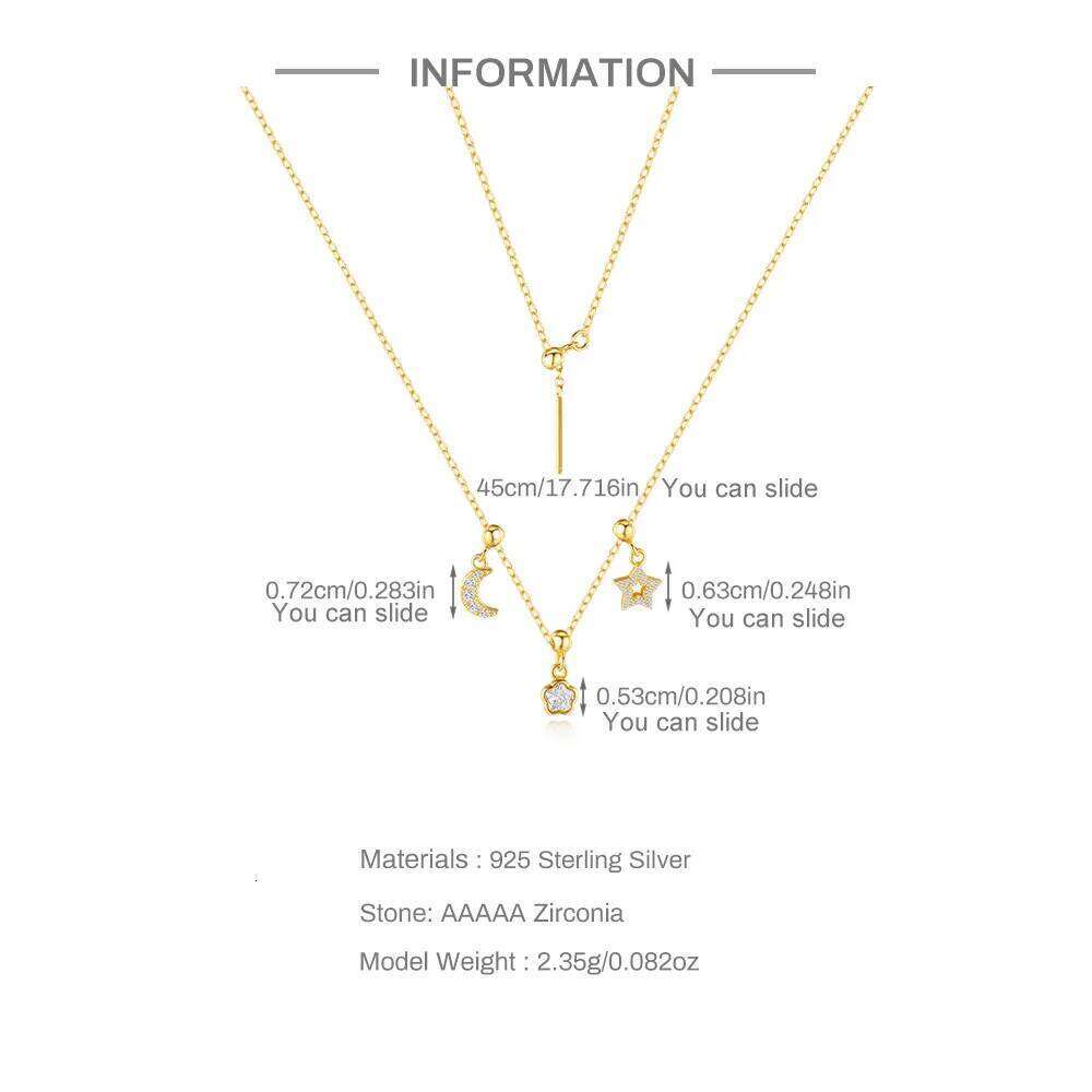Aide 925 Sterling Silver Lady European And American Luxury Double-layer Multi-layer Love Pendant Necklace 1pc